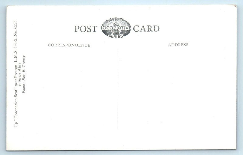 RPPC PRESTON, UK  ~ Coronation Scot L M S RAILROAD TRAIN c1940s Postcard