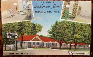 Vintage Postcard 1950's The Stephenson Motel, Nebraska City, Nebraska