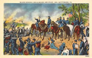 Maj. Gen. George G Meade and staff, 1863 Gettysburg, PA, USA Civil War Unused 