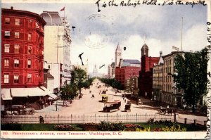 Washington DC Pennsylvania Ave TREASURY -  vintage postcard