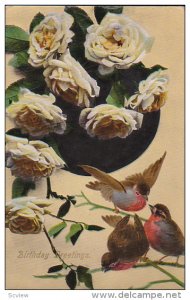 Birthday Greetings, White Roses, Three Sparrows, 00-10s