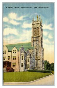 Vintage 1940's Postcard St. Mary's Catholic Church New London Connecticut