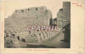 Old Postcard THEBES-Allee Sphinx Karnak