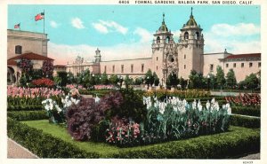 Vintage Postcard Formal Gardens Balboa Park Landmark San Diego California CA