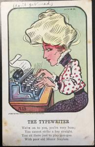 Postcard Used “The Typewriter” KS LB