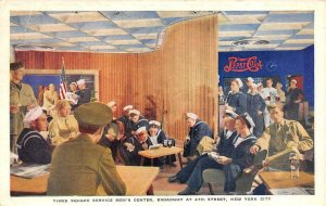 New York City, NY  TIMES SQUARE SERVICE MEN'S CENTER  WWII Pepsi Sign  Postcard