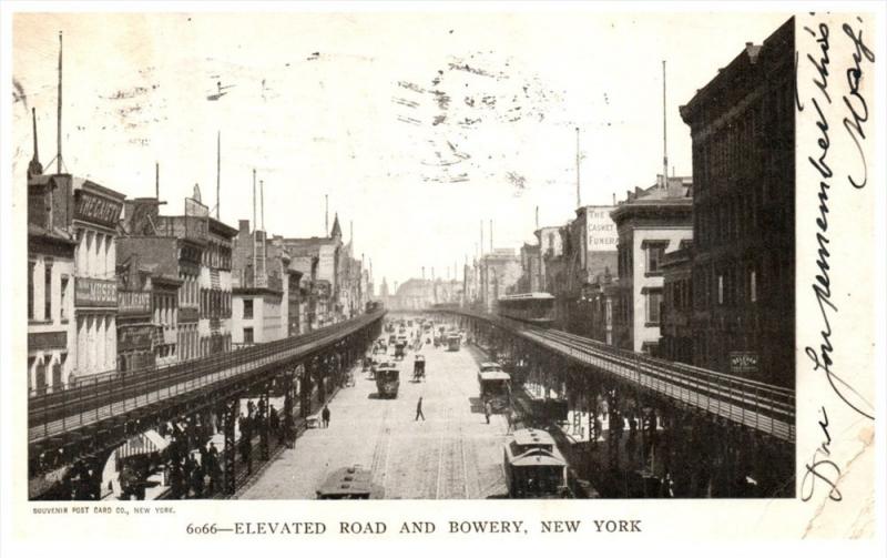 13520   NY Bowery  Elevated Road for Trolleys,  sign of  The Gaiety House