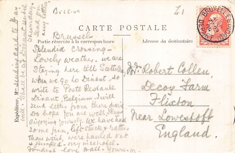 Belgium 1909 Bruxelles Brussels Place Royale Statue Tram vintage postcard