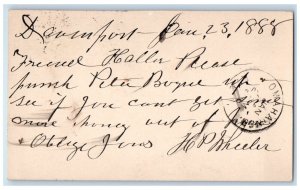 1888 HP Wheeler Davenport Iowa IA Omaha Nebraska NE Antique Postal Card