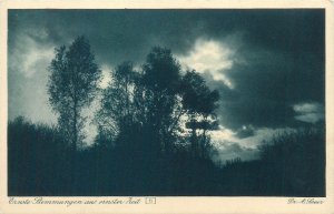 Germany lot artist A. Sauer Ernste Stimmung aus ernster Zeit tree landscapes