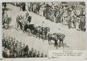 Germany 1902 King of Italy Victor Emanuel in Berlin Arlof Sweden Postcard L2