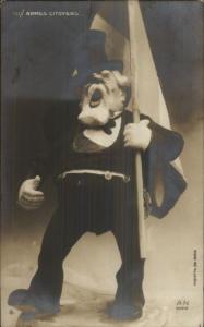 Political Patriotic Satire? Clay Sculpture AUX ARMES CITOYENS RPPC c1915