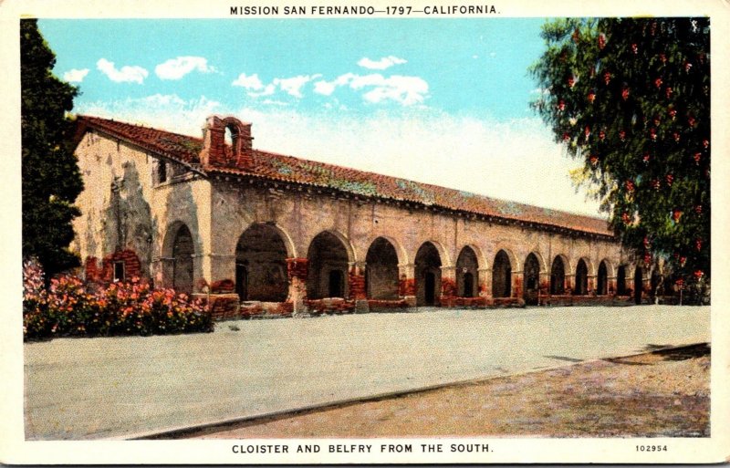 California Mission San Fernando Founded 1797 Cloister and Belfry From The Sou...