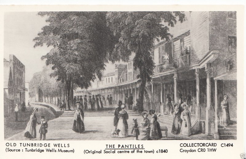 Kent Postcard - Old Tunbridge Wells - The Pantiles c1840 - Ref M998