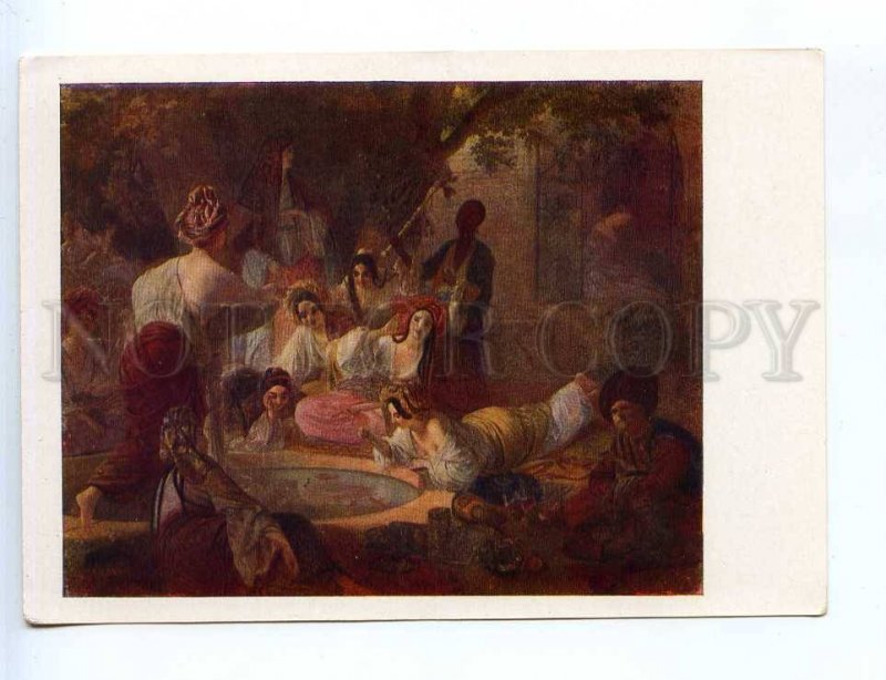 228405 RUSSIA  Bryullov The Fountain of Bakhchisarai HAREM old postcard