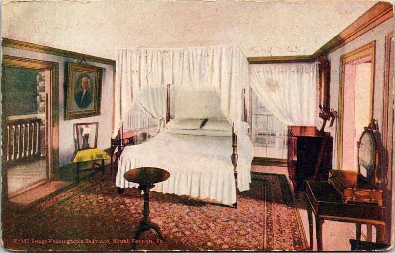 George Washingtons Bedroom Mount Vernon VA Virginia Antique Postcard DB UNP 