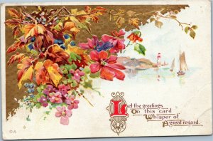 Let the greetings On this card Whisper of A great regard  E. Nash floral no. 9