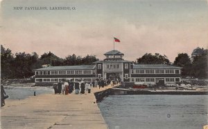 LPS39 LAKESIDE Ohio New Pavillion Hand Colored Postcard