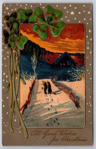 PFB Christmas~Couple Head Home~Firewood Kindling~Sunset~Tracks in Snow~No 7858