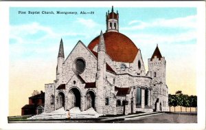 Montgomery, AL Alabama    FIRST BAPTIST CHURCH   ca1920's Vintage Postcard