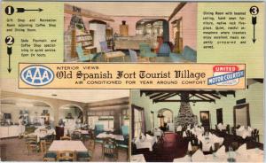 MOBILE, AL Alabama  OLD SPANISH FORT Tourist Village 1952 Roadside LinenPostcard