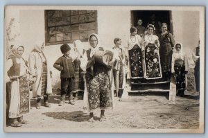 Macedonia Greece Postcard Women in Traditional Dress 1917 Antique RPPC Photo