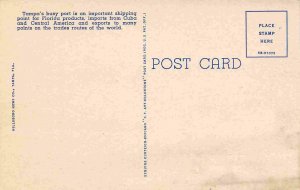 Steamer Ships Skyline Tampa Harbor Florida linen postcard