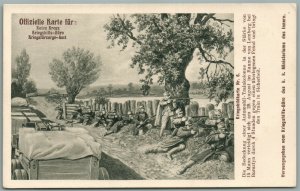 WWI BATTLE SCENE w/ AUTOMOBILES TRUCKS AUSTRIAN ANTIQUE RED CROSS POSTCARD