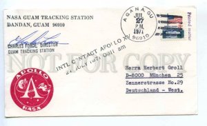 418759 USA 1971 year Apollo NASA Guam station Agana SPACE COVER w/ signature