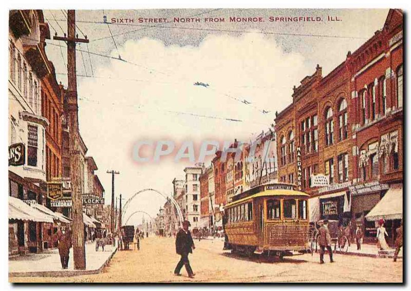 Postcard Modern Springfield Illinois. Sixth St. Looking North from Monroe