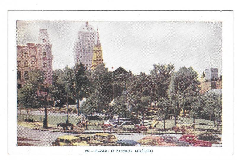 Quebec Canada Place D'Armes Park Vintage Lorenzo Audet Postcard