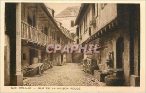 Old Postcard 1452 Colmar Street house red