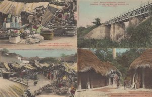 Senegal Village Markets African Bridge 4x Old Postcard s