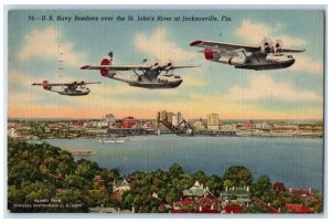 1942 US Navy Bombers St. John River Jacksonville FL WW2 Soldier Mail Postcard