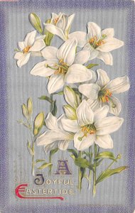 Easter  Joyful Eastertide, White Flowers Winsch, Vintage Postcard U4810