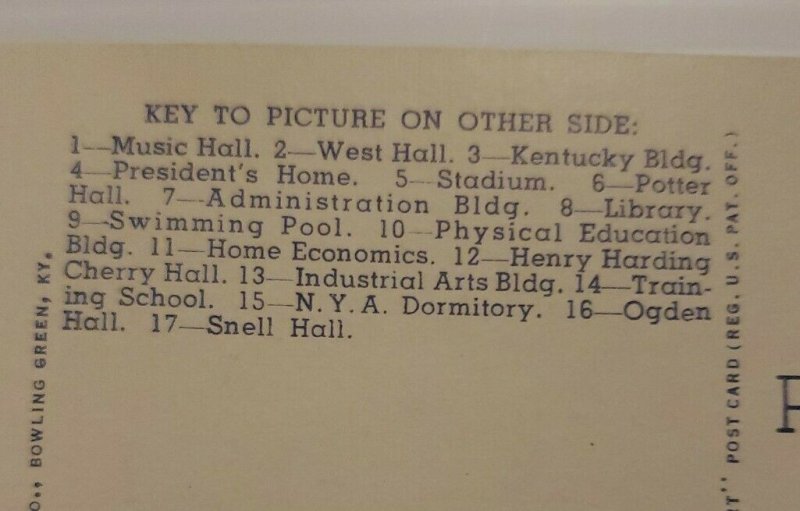 Western Kentucky State teachers college Bowling Green Kentucky Unposted  560