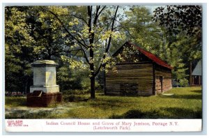 1909 Indian Council House and Grave of Mary Jemison Portage NY Postcard 