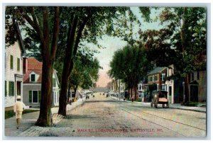 1908 Main Street Scene Looking North Waterville Maine ME Posted Vintage Postcard