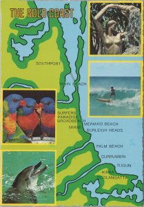 Maps Postcard - Map of The Gold Coast, Australia  RR23515