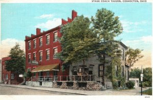 Vintage Postcard 1920's View of Stage Coach Tavern Coschocton Ohio OH