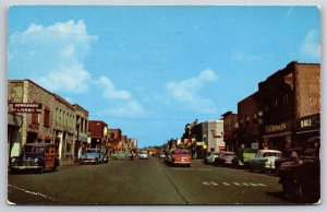 Moline Illinois~Downtown East Moline Main Street~Seaboard Loans~1953 Postcard