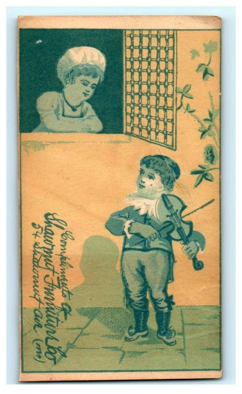 1880s Shawmut Furniture Co. Boy Playing Violin To Girl P224 