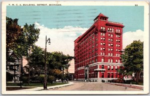 Detroit Michigan MI, 1947 Y.M.C.A. Building, Driveway, Road, Vintage Postcard