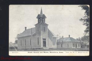 MACEDONIA IOWA PRESBYTERIAN CHURCH MANSE ANTIQUE VINTAGE POSTCARD 1909