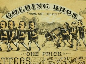 1870's Fabulous Golding Bros Hatter, NY Superb Engraved Race Trade Card F75