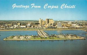 TX, Texas CORPUS CHRISTI Greetings T-HEADS~SEAWALL~CITY  c1950's Chrome Postcard