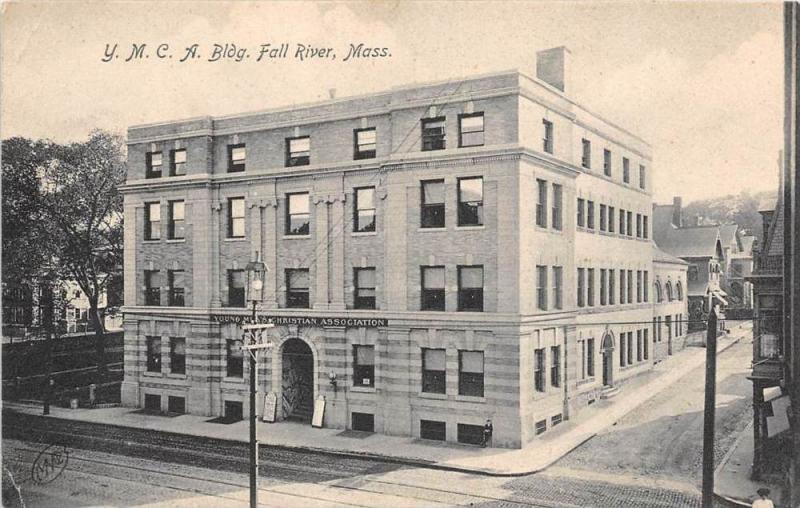 Massachusetts Fall River, Y.M.C.A. Building, signs out front