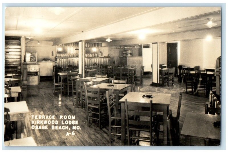 c1940's Terrace Room Kirkwood Lodge Osage Beach Missouri MO RPPC Photo Postcard