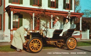 Vintage Postcard View of Two Ladies in 1905 International High Wheeler Car