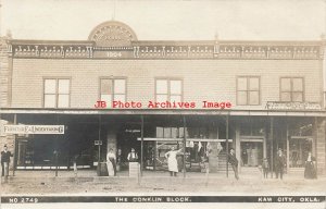 OK, Kaw City, Oklahoma, RPPC, Conklin Block, Chison's Grocery Store, Photo